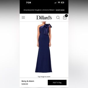 Betsy Adam One Shoulder Navy Formal Dress